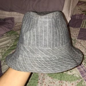Gray / White Striped Fedora